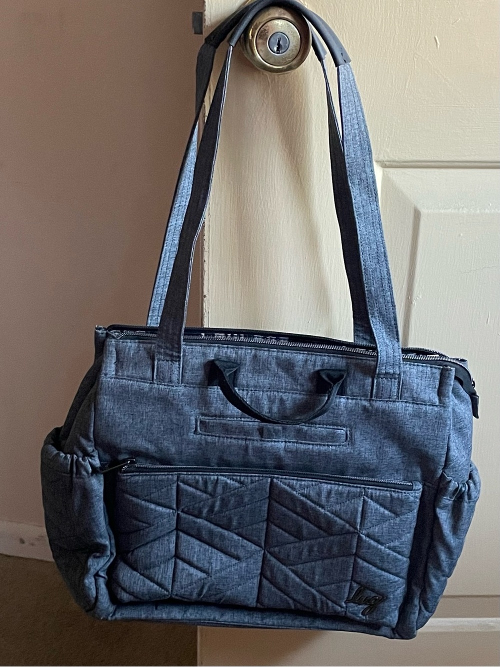 Lug Soprano Everyday Quilted Tote Bag in Heather Gray - EUC